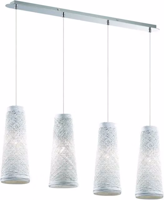 Lampada a sospensione Reggiolo DMORA, Bianco e Argento in metallo e tessuto