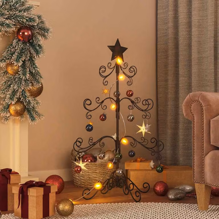 Albero di Natale decorativo da tavolo vidaXL in metallo nero, Altezza: 90 cm