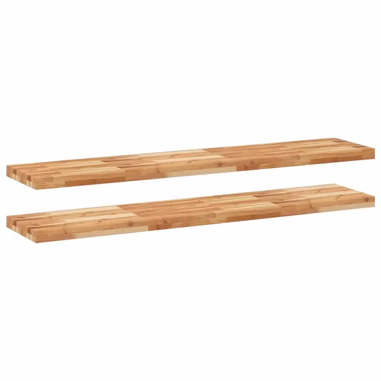 Set di 2 mensole da parete vidaXL in legno di acacia marrone rifinito a olio, L 140 x P 30 x H 4 cm