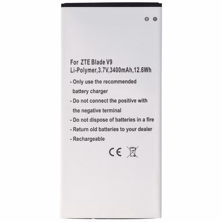 Batteria adatta per ZTE Blade V9, Li-Polymer, 3,7V, 3400mAh, 12,6Wh