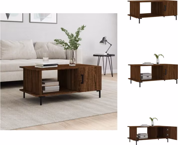 vidaXL Tavolino da caffè in rovere marrone 90x50x40 cm materiale a base di legno - Tavolini da caffè