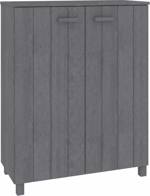 Scarpiera mobile in pino massiccio e MDF stile rustico colore grigio opaco per ingresso o soggiorno L/P/H: 85 x 40 x 108 cm
