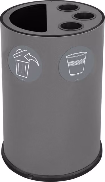 Pattumiera a Bidone per Raccolta Differenziata Ø45x72 cm 3 Scomparti Tubolari e 1 Scomparto da 50 L in Acciaio