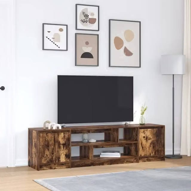 Mobile Porta TV-Credenza per TV Rovere Fumo 188,5x41x50 cm in Legno Multistrato