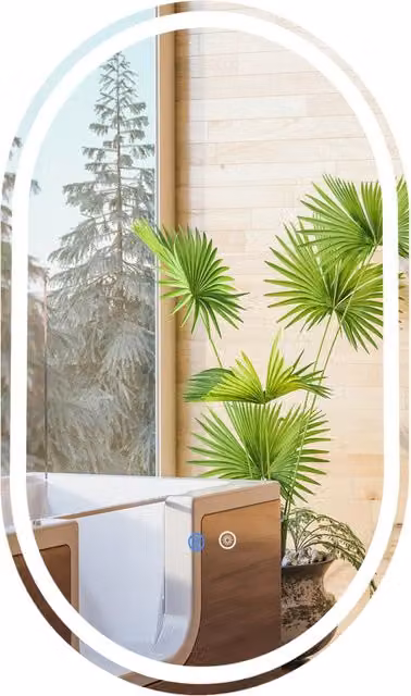 Specchio da bagno illuminato DESIGN IN con luce LED regolabile e funzione anti-appannamento, modello rettangolare in vetro temperato e metallo, colore silver, L: 80 cm, H: 50 cm
