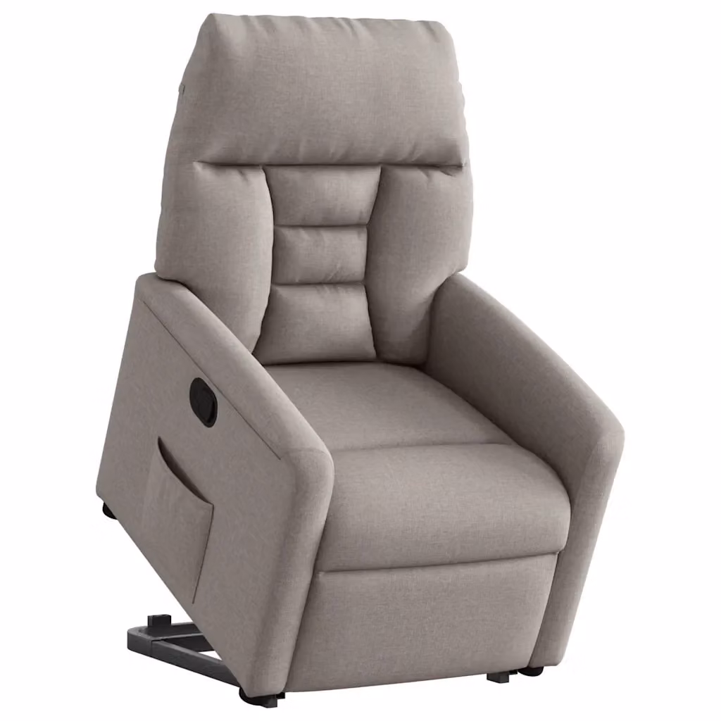 Poltrona Alzapersona Reclinabile con Assistenza Elettrica vidaXL in Tessuto Beige e Grigio per Anziani – 2