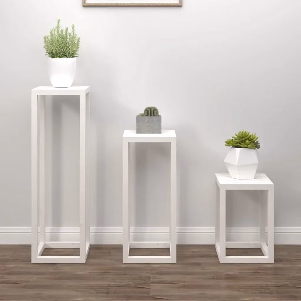 Set di 3 supporti per piante in legno di pino bianco per piante da interno e da giardino – 2