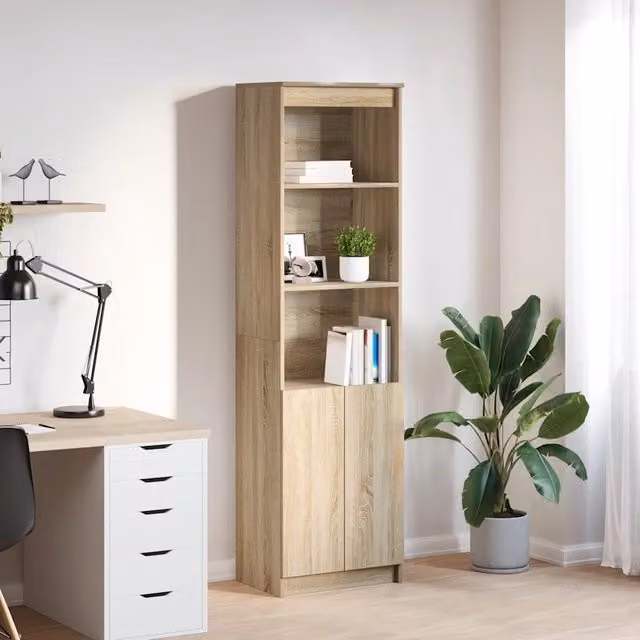 Credenza Buffet Armadio da Cucina Design Mania in Legno Multistrato Rovere Sonoma, Colore Marrone e Beige, L 50 cm, P 35 cm, H 180 cm – 1