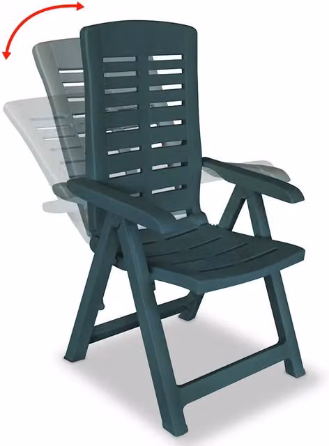 Sedie pieghevoli reclinabili, 6 pezzi, in plastica verde 275070