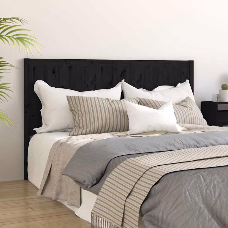 vidaXL Testiera per Letto in Legno Massello di Pino Nero L: 205,5 cm, P: 4 cm, H: 100 cm