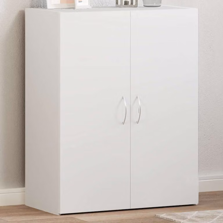 vidaXL Schedario Moderno Bianco con Ante a Battente in Legno e MDF L: 60 cm, P: 32 cm, H: 77,5 cm