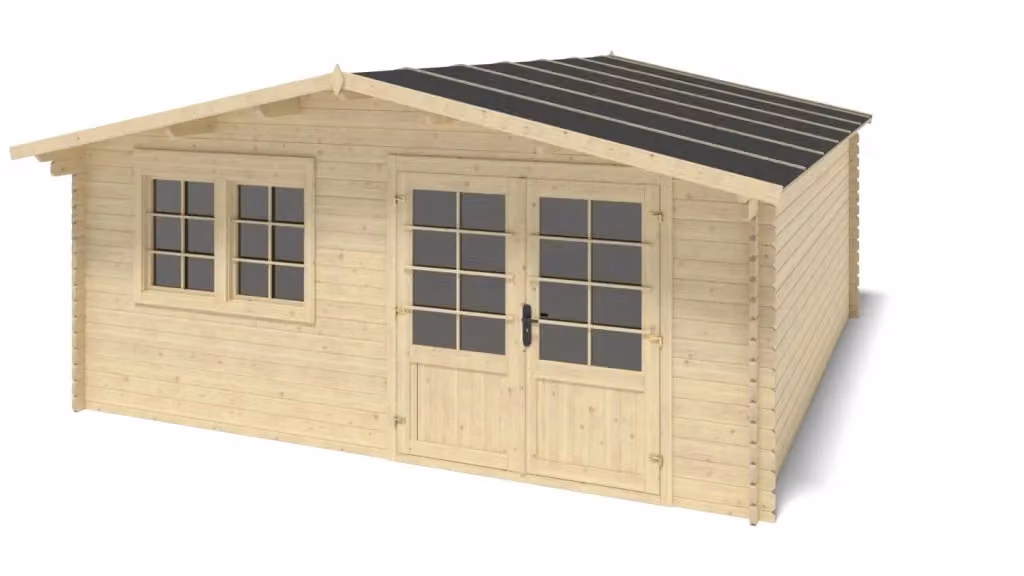 Casetta da giardino in legno ALTANKA modello DOM722 colore naturale con spessore 34 mm L: 5 m, P: 5 m – 2