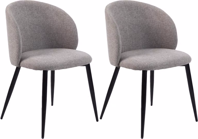 Sedie Mobili Rebecca Cordia 81x54x56 Polilino Tessuto Metallo Taupe Grigio Nero Moderno SET 2 pezzi Parzialmente assemblato