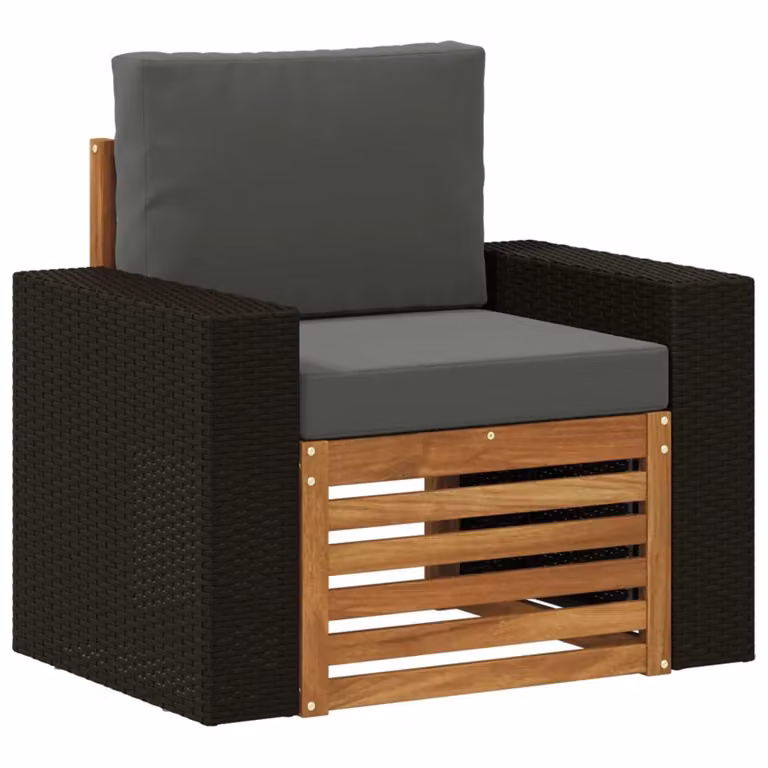 Divano centrale da esterno moderno vidaXL in legno di acacia e rattan color antracite e grigio