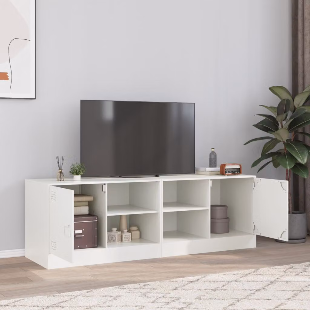 Set di 2 mobili TV moderni vidaXL in acciaio bianco L: 67 cm, P: 39 cm, H: 44 cm