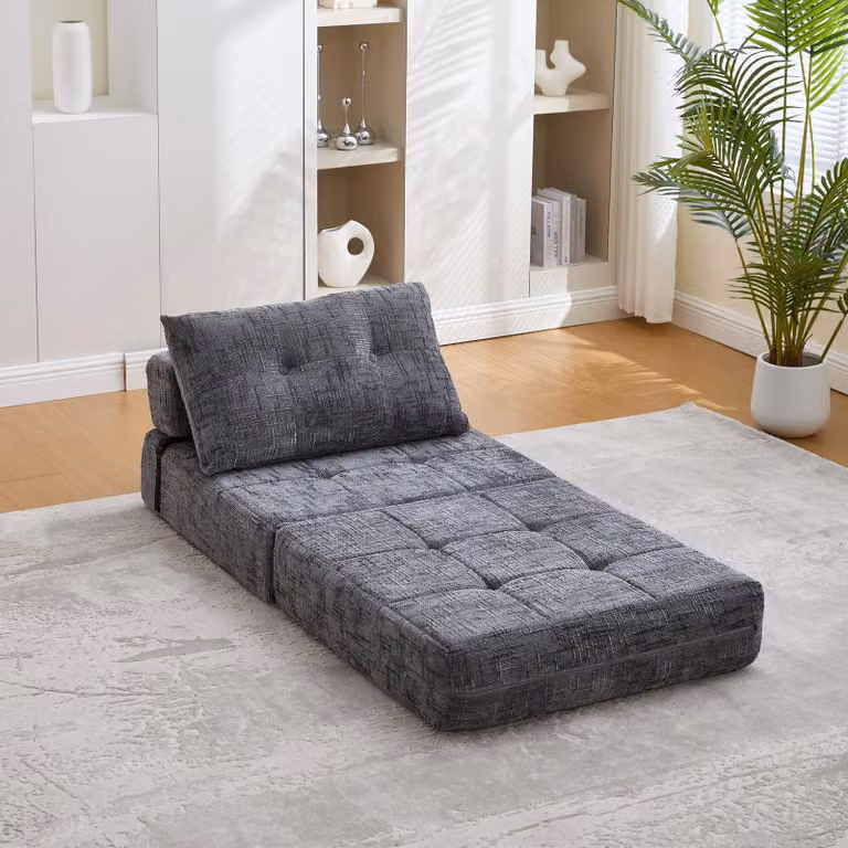 LVHOM Divano letto pieghevole multifunzione, letto per ospiti salvaspazio con cuscino, divano imbottito con schiuma ad alta densità, per ufficio soggiorno, grigio