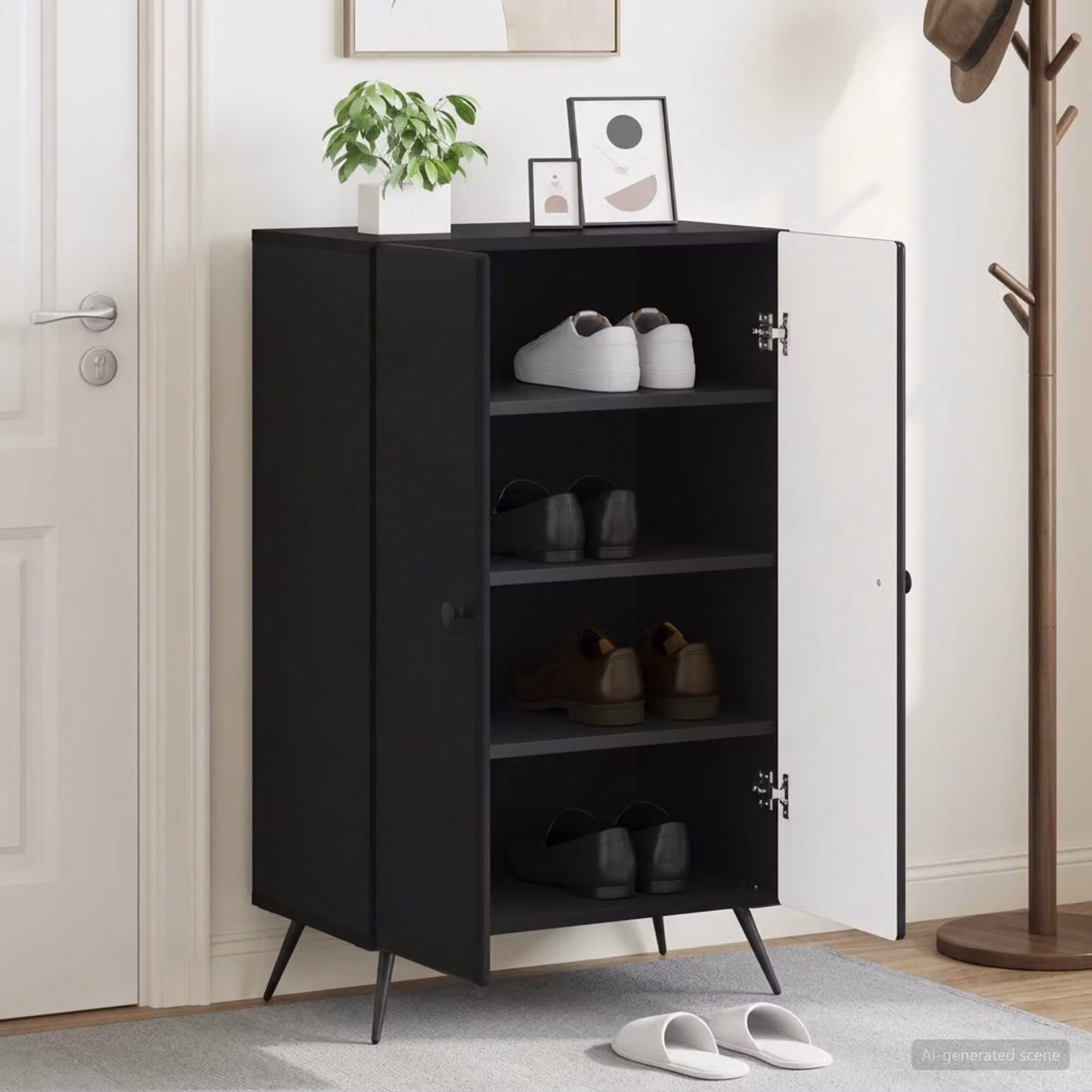 Mobile porta scarpe vidaXL BREDA nero L: 59,5 cm, P: 39,5 cm, H: 90 cm