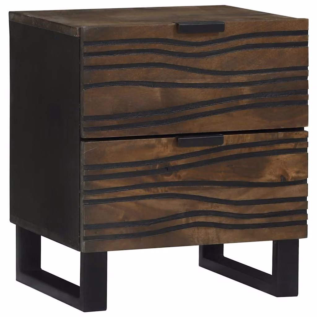 Armadio da notte vidaXL in legno color noce, stile rustico, L 40 cm x P 33 cm x H 46 cm