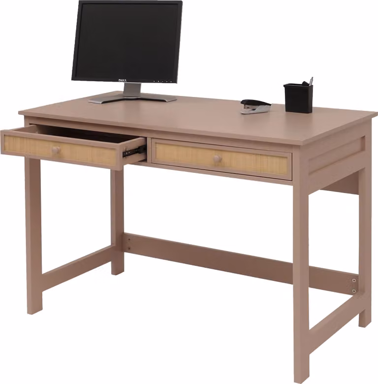 Scrivania HWC-O36, scrivania per ufficio scrivania per laptop scrivania da lavoro, cassetto 78x110x60cm legno ~ light taupe