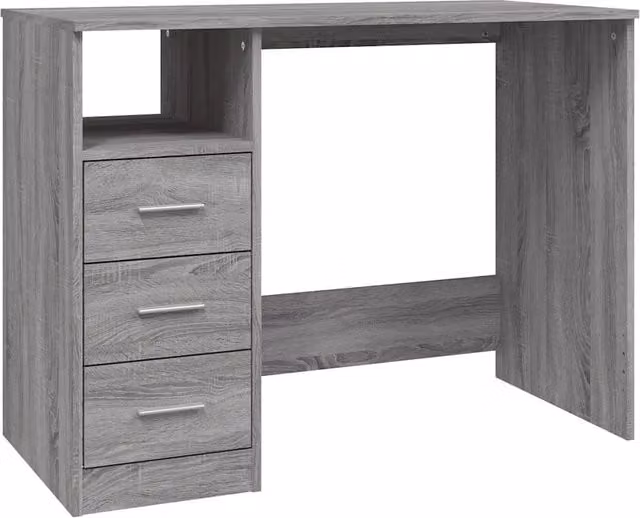 Scrivania | Tavolo da Ufficio Cassetti Grigio Sonoma 102x50x76 cm Legno Multistrato
