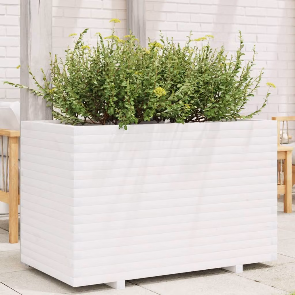 Fioriera da giardino vidaXL in legno di pino bianco L: 110 cm, P: 60 cm, H: 72 cm