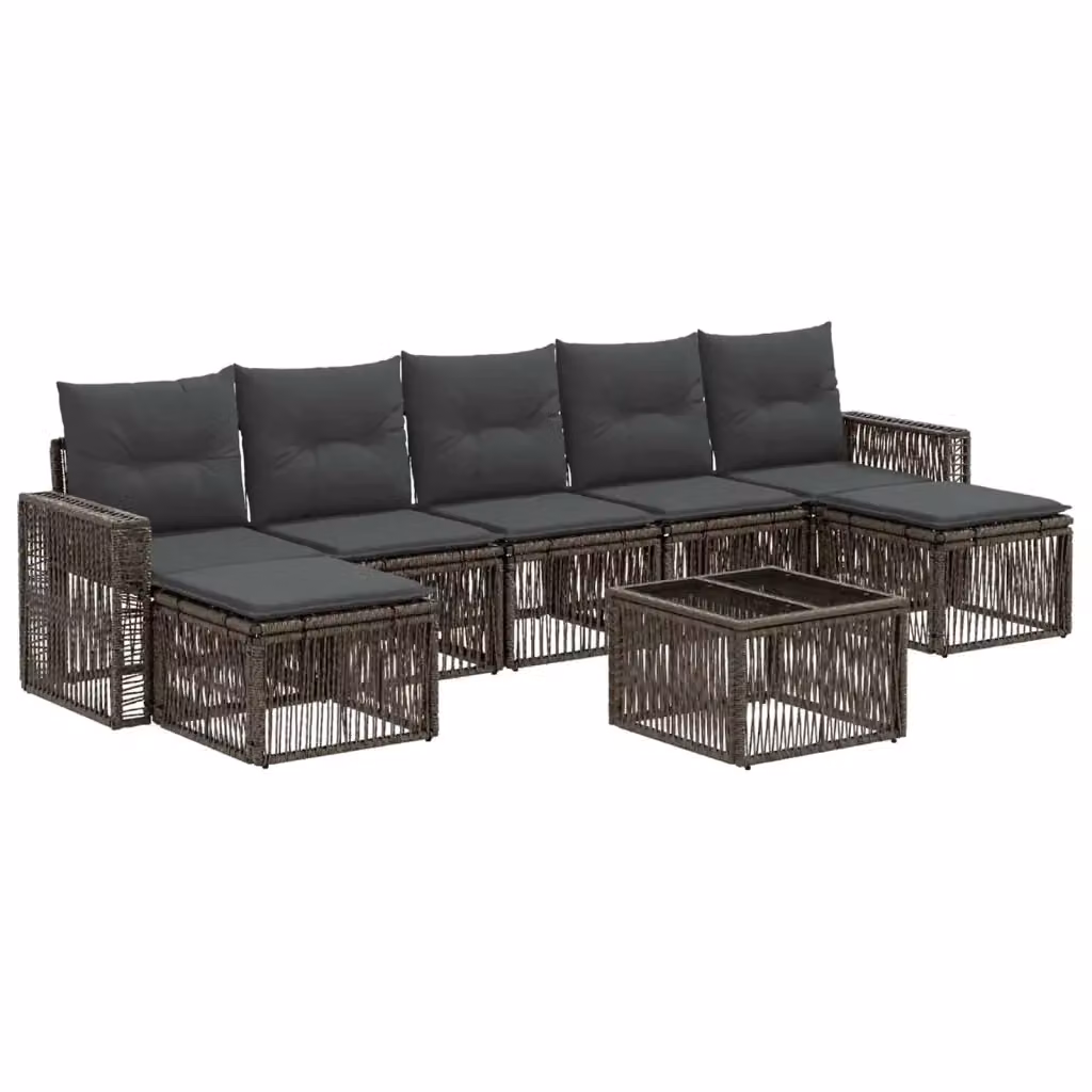 Set Divano da Giardino 8 Pezzi vidaXL in Polyrattan Grigio e Antracite con Cuscini e Tavolino – 2