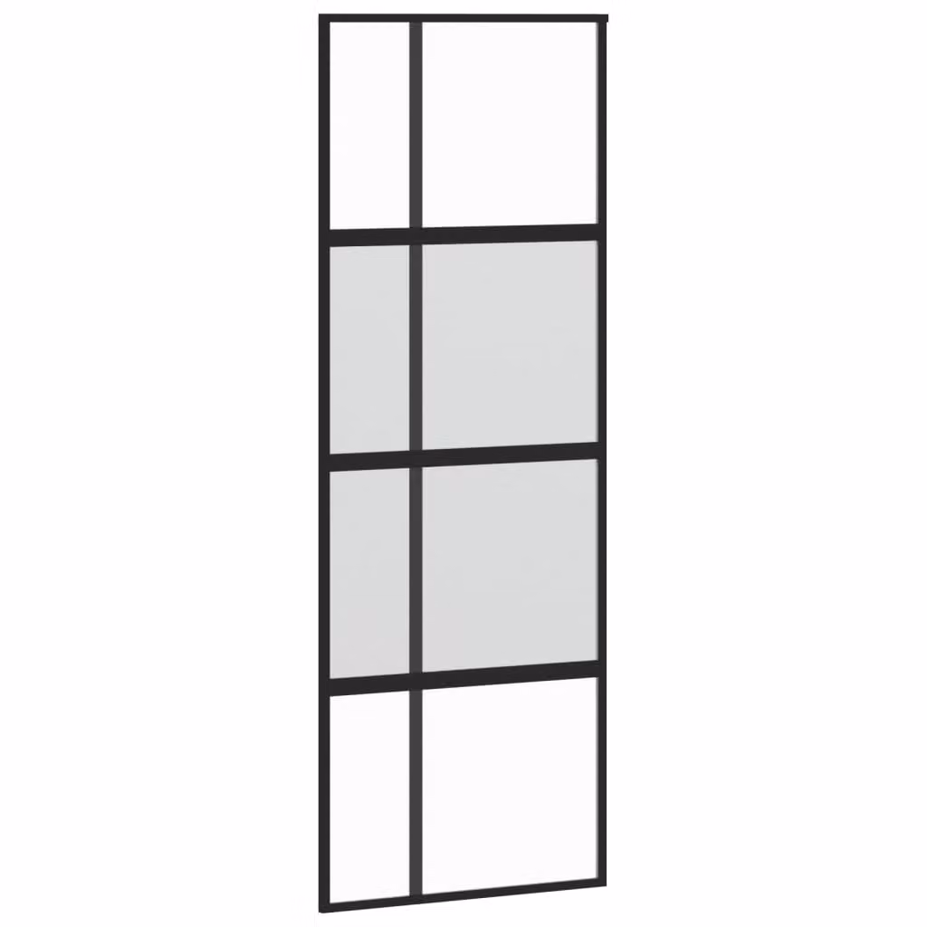 Porta Scorrevole Nera 76x205 cm in Vetro Temperato e Alluminio
