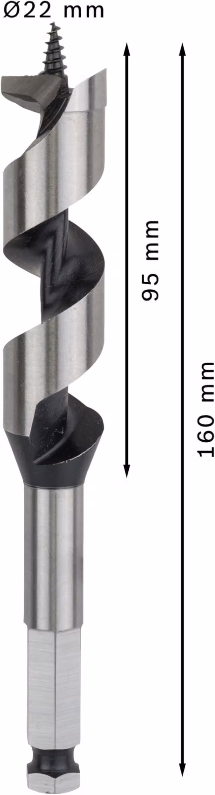 Punta per legno, esagono 22 x 100 x 160 mm, d 11,1 mm