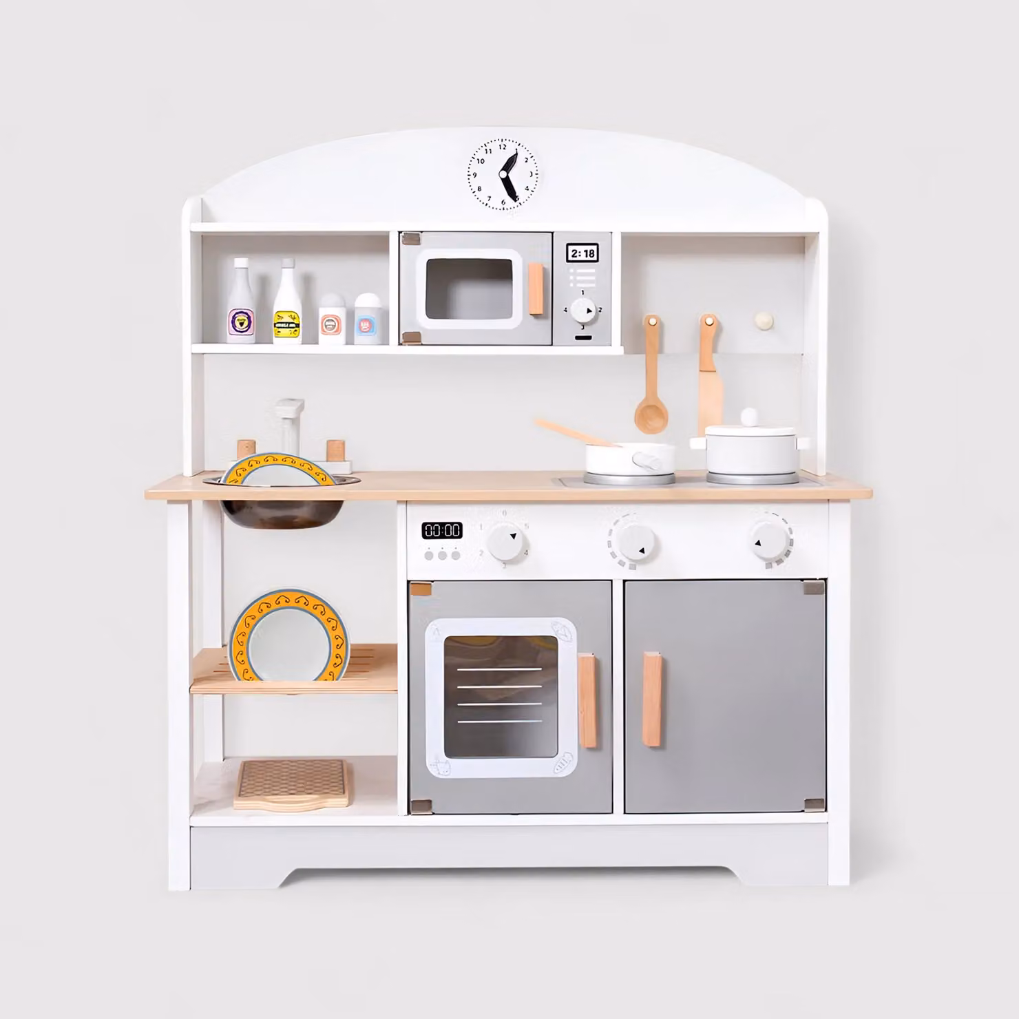 Manul - Cucina giocattolo in legno per bambini con forno e lavandino