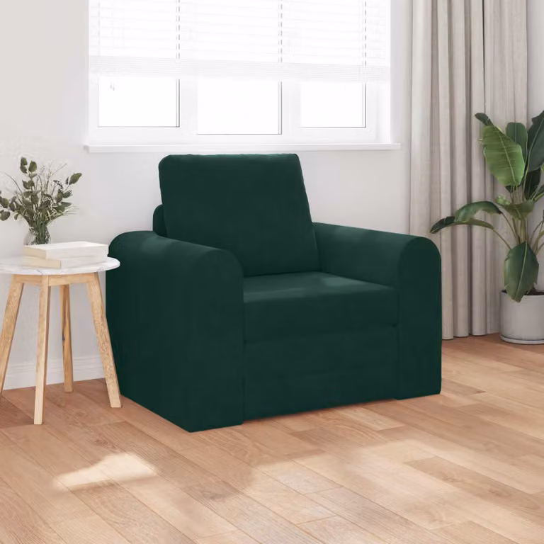 Divano letto vidaXL in velluto verde scuro L: 98 cm, P: 71 cm, H: 83 cm