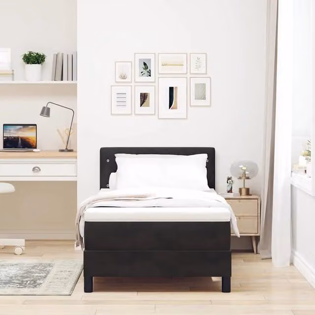 Letto a molle a sacchi con illuminazione LED e luce da lettura vidaXL in velluto nero L 100 x P 200 cm