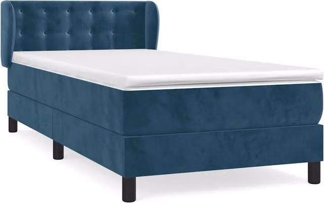 Letto singolo | Letto per adulti | Giroletto a Molle con Materasso Blu Scuro 100x200 cm in Velluto