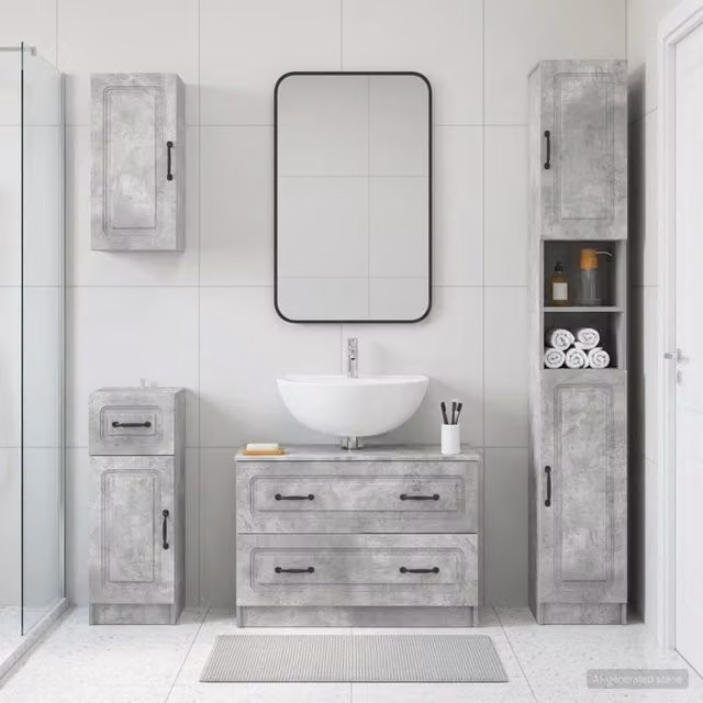 Set di Mobili da Bagno da 4 Pezzi UTRECHT Grigio Cemento 3417975