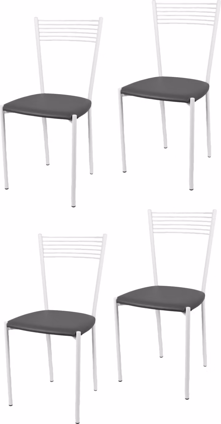 t m c s Tommychairs - Set di 4 sedie moderne ELEGANCE per cucina e sala da pranzo, struttura robusta in acciaio laccato, colore bianco, sedile imbottito rivestito in Pelle finta colore grigio scuro