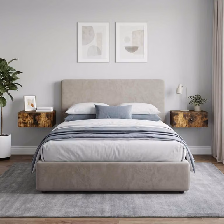 Set di 2 comodini sospesi vidaXL Rovere Fumo L: 49 cm, P: 34,5 cm, H: 20 cm
