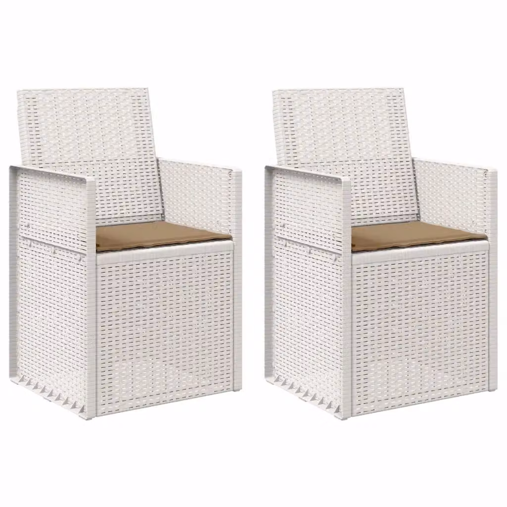 Set di 2 sedie da giardino moderne vidaXL con cuscini, resistenti ai raggi UV, colore bianco e beige – 2