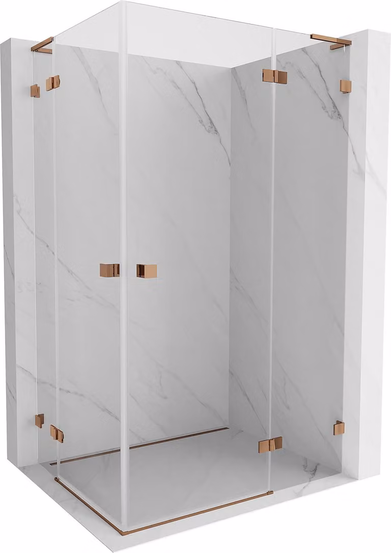 Mexen Lunar L Duo cabina doccia a battente destra 115 x 105 cm, trasparente, oro rosa - 834L-115P-105L-60-00