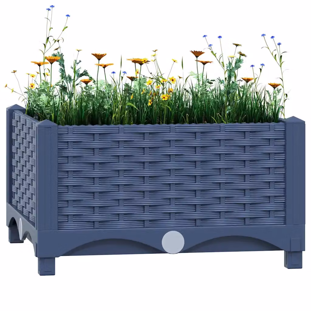 Fioriera Rialzata vidaXL in Plastica per Giardino Ornamentale o Orto, L/P/H: 40 x 40 x 23 cm