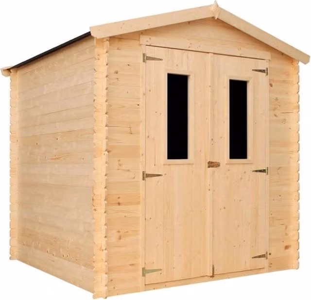 Casetta da Giardino in Legno TIMBELA M343 Grigia con Finestra, Superficie 3.53 m2, L: 218 cm, P: 206 cm, H: 200 cm