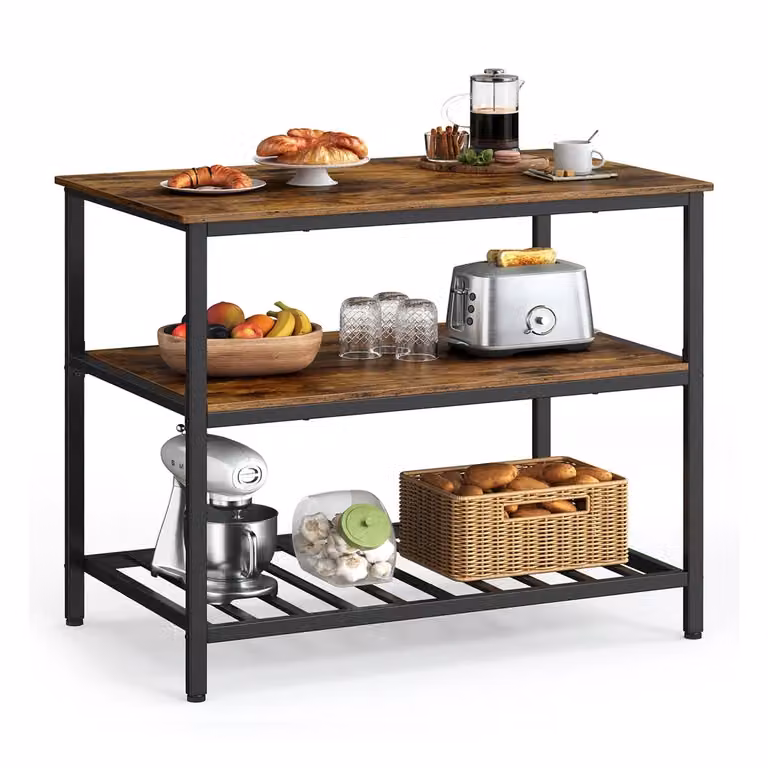 Scaffale da Cucina Marrone Vintage e Nero, Marrone Vintage + Nero / 60 x 100 x 90 cm