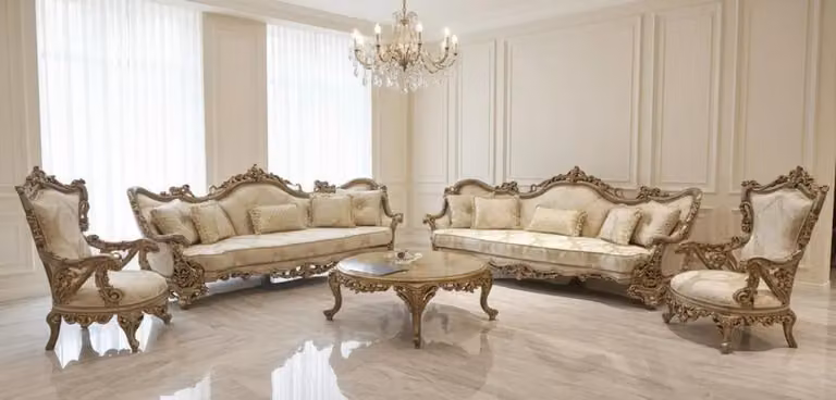 Set da salotto classico 3+3+1+1 con tavolino