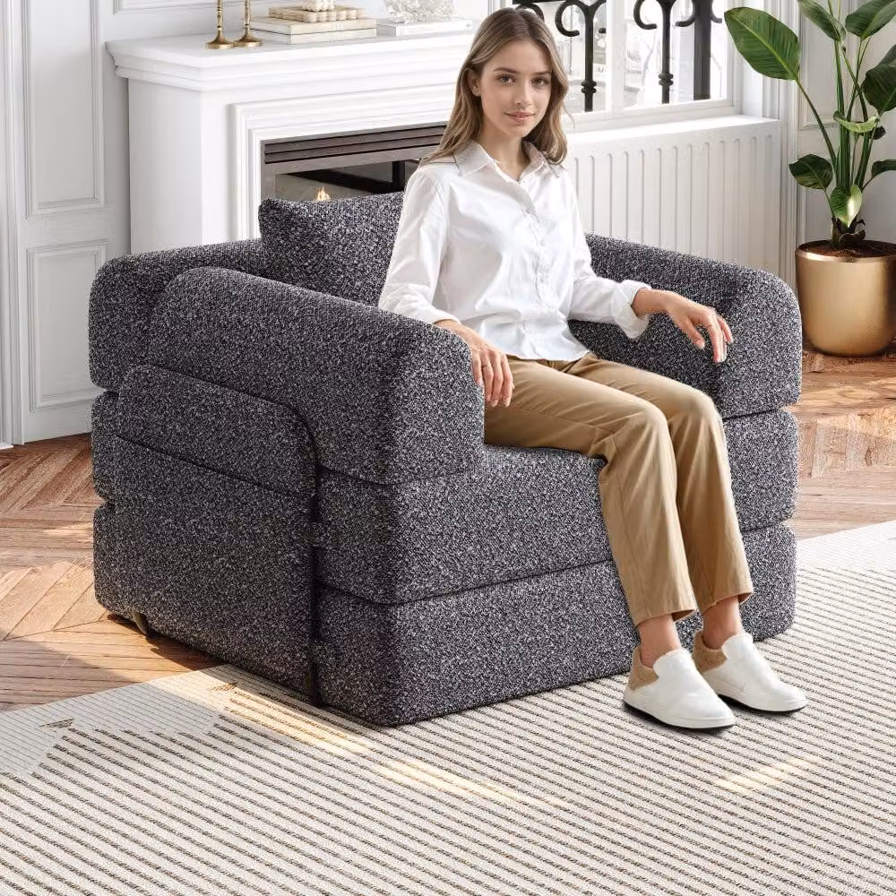 Divano letto - Divano trasformabile in letto - Letto a scomparsa - Divano con letto estraibile - Letto per ospiti - Tessuto in velluto - Con spazio contenitivo nell'bracciolo