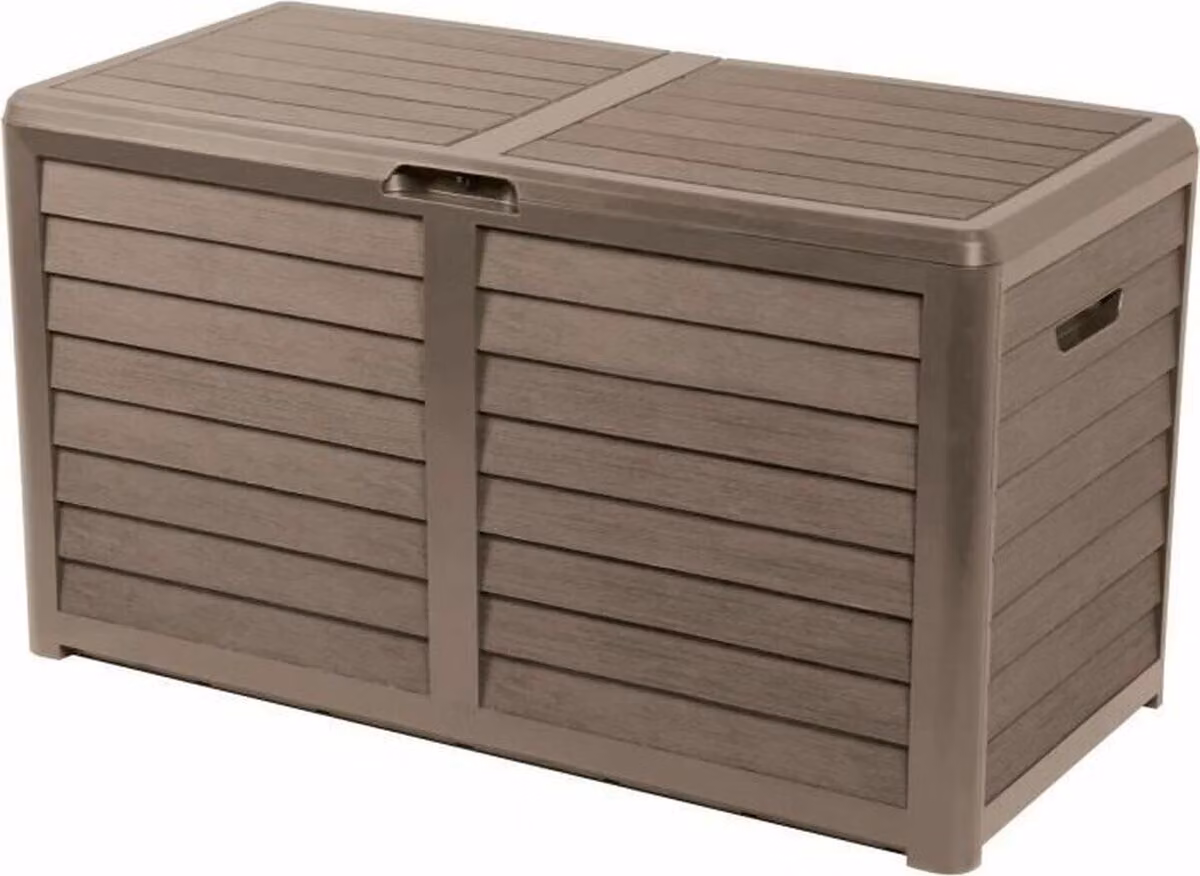 EDA 010290 BR.T CX1 EDA Box da giardino BAYA, 420 litri, effetto legno, marrone