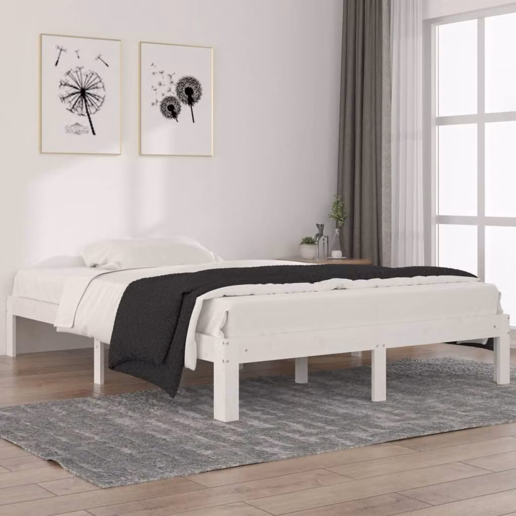 The Living Store Letto in legno massiccio di pino bianco 140x200 cm