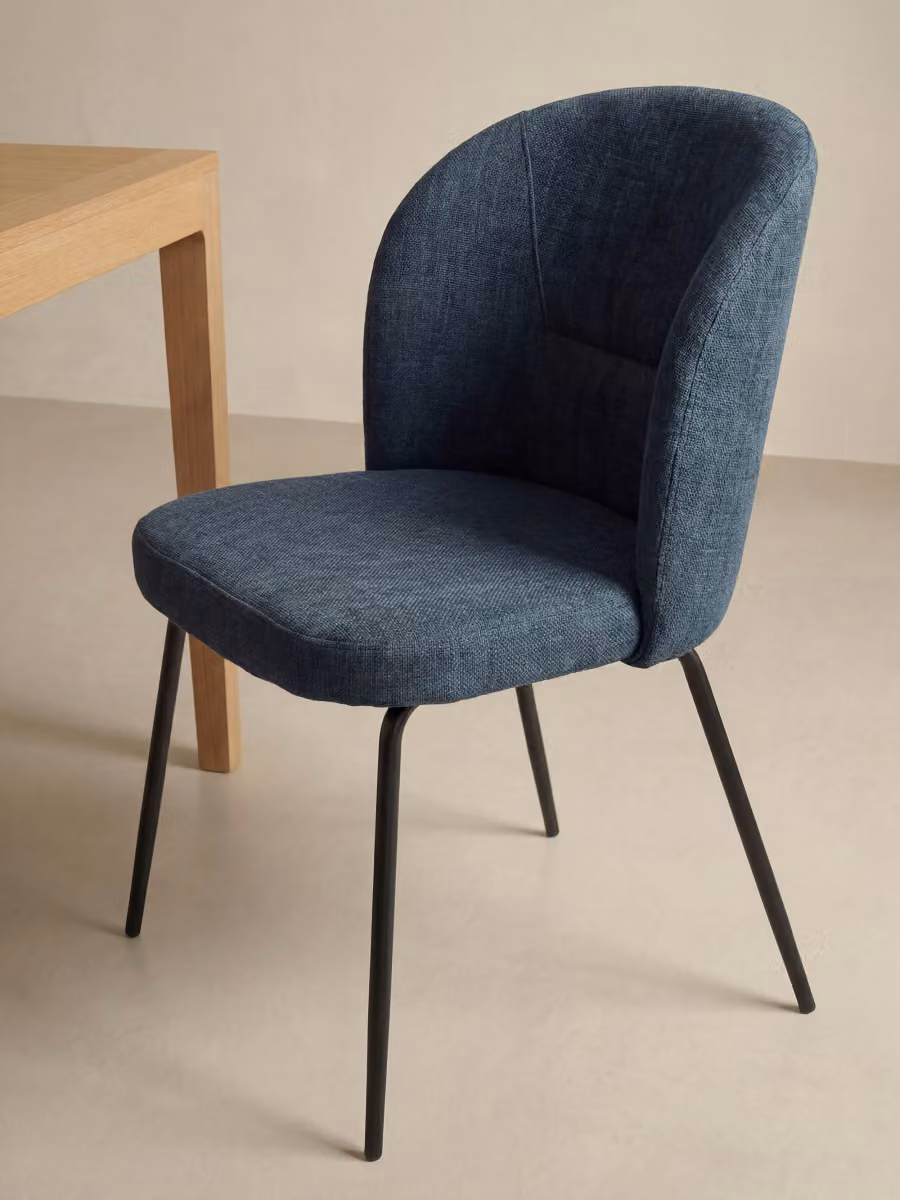 Sedia imbottita Beiz Kenay Home blu con struttura in metallo nero per soggiorno e sala da pranzo – 2