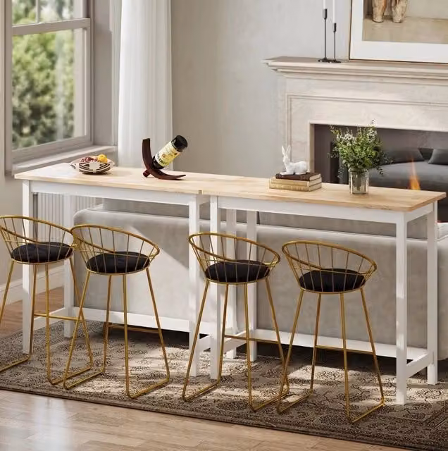 Tavolo da bar compatto 108 x 48 x 91 cm decor rovere e bianco, 2 persone