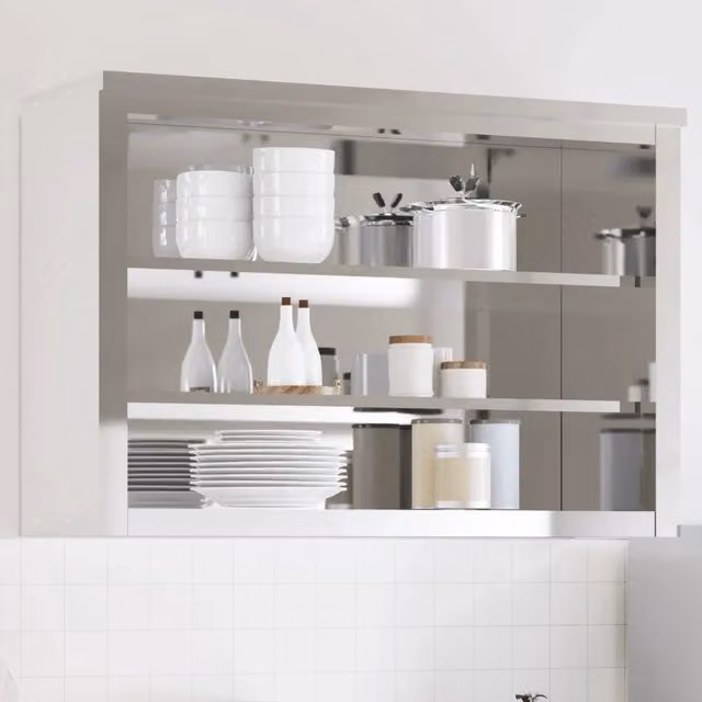 Mobile Cucina da Parete con Ripiani in Acciaio Inossidabile 376447