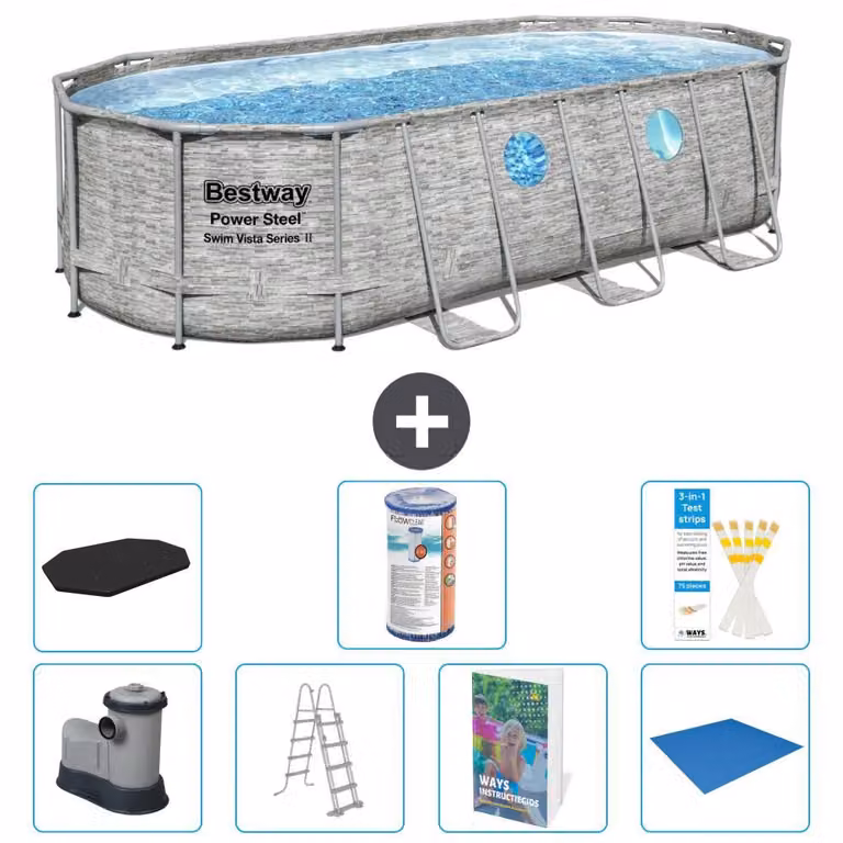 Bestway Power Steel, piscina ovale - 549x274x122 cm - composta da 6 parti, modello S594