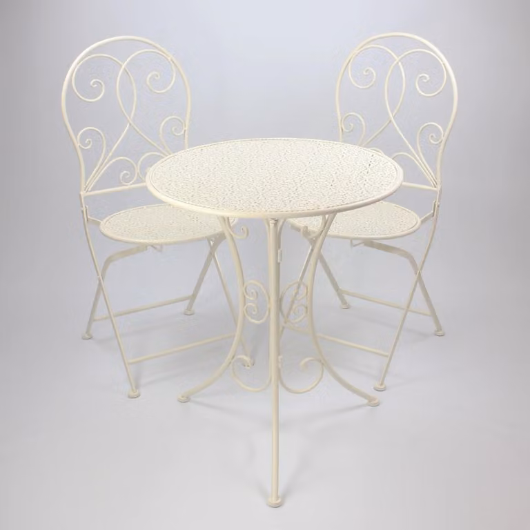 Set da bistrot 'White Romance' gruppo di sedute da 3 pezzi tavolo da giardino terrazza sedie balcone