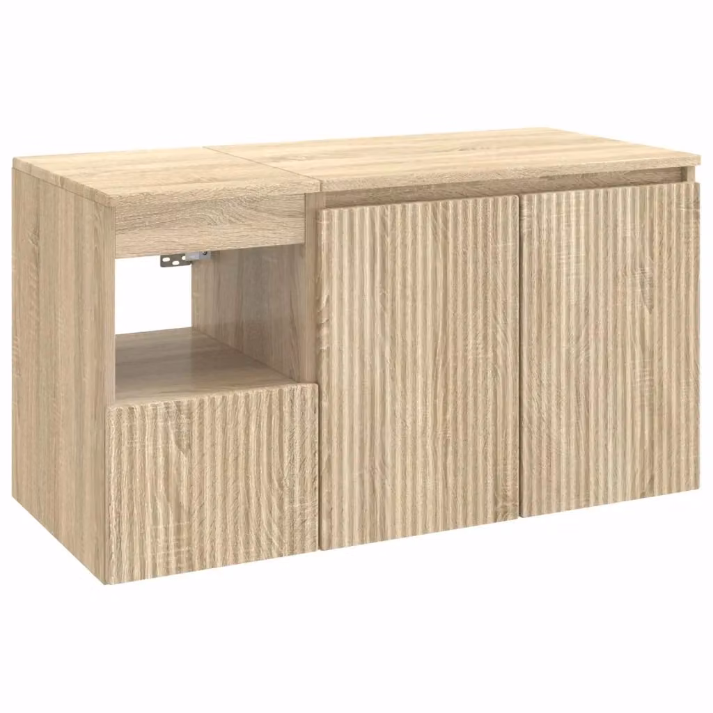 Set di mobili da bagno moderno vidaXL composto da mobile lavabo e pensile a parete in legno marrone L/P/H: 62,5 x 44,5 x 50,0 cm – 2